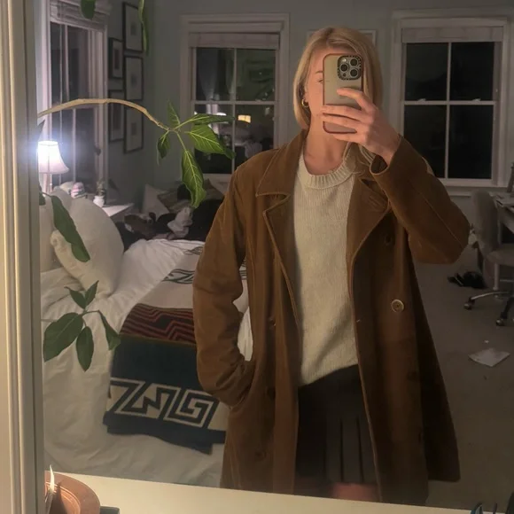 Sundance Brown leather Pea Coat - Picture 1 of 9